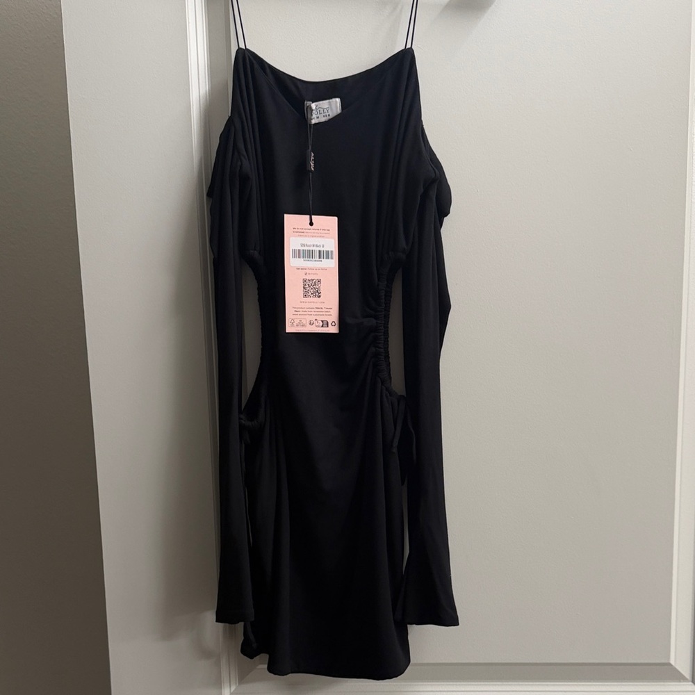 Oh Polly Black Cold-Shoulder Mini Dress